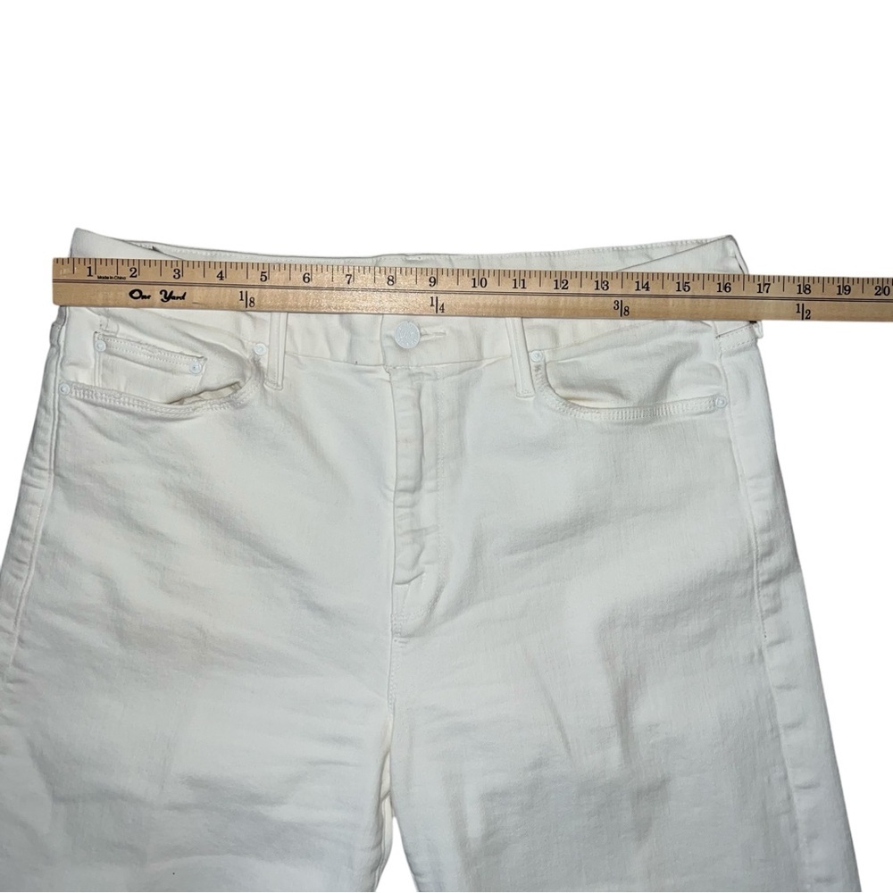 MOTHER White Flare Wide Leg Jeans with Frayed Hem - Picture 11 of 14